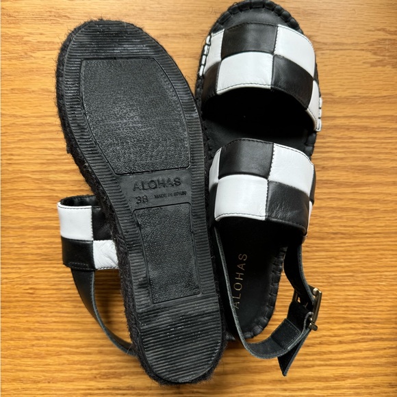 Alohas Double Strap Scacchi Sandal - B+W - Checkerboard - Espadrille inspired - Picture 5 of 7